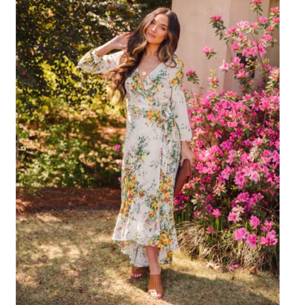 Vici Rose Essence High Low Floral Wrap Maxi Dress